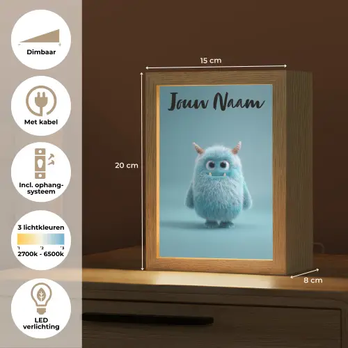 Monster - Blauw Light Box met kabel (Kinderlampje) klein -USP_NL