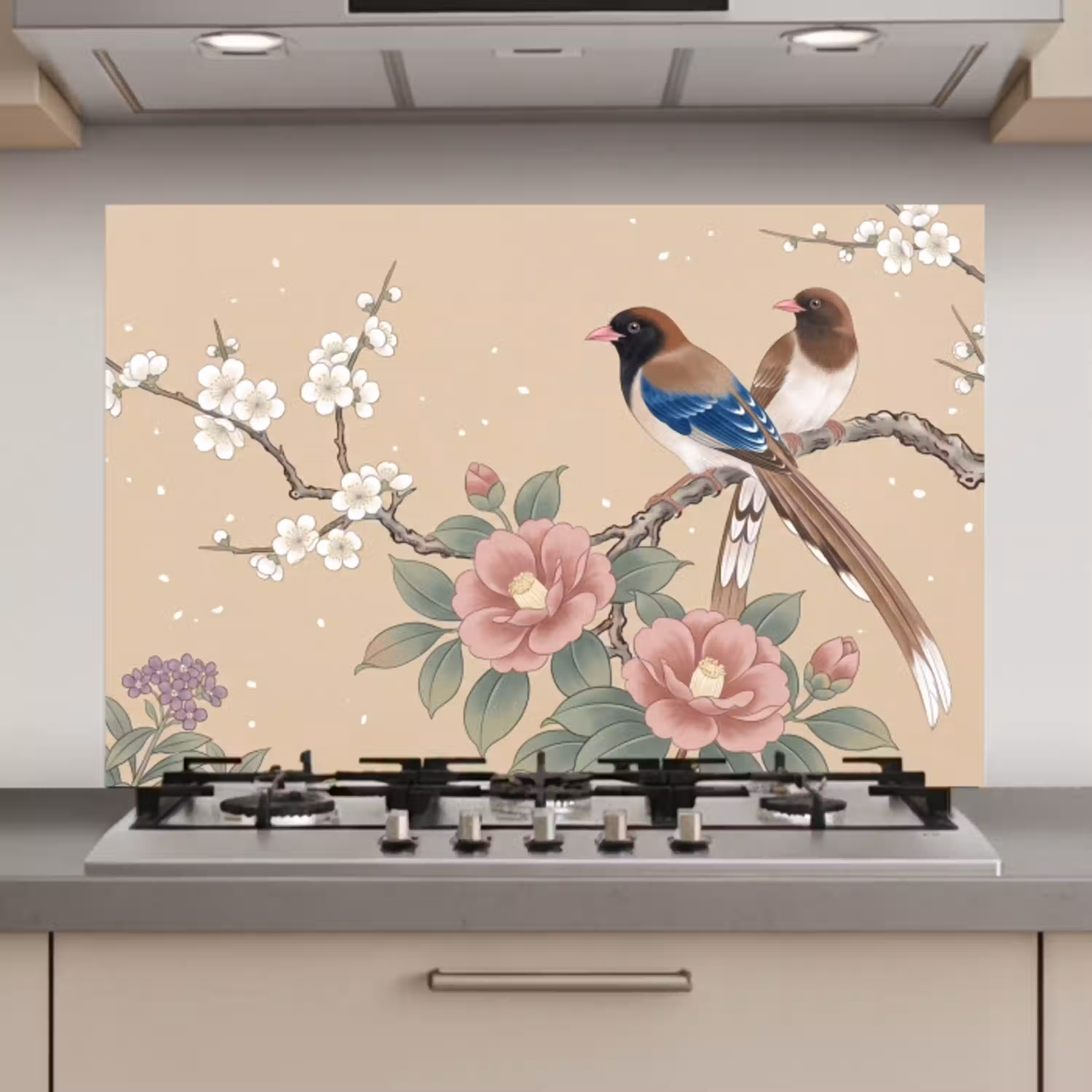 Bloemen - Vogels - Bloemen keuken achterwand spatscherm klein -3d_website