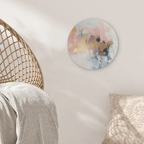 Abstract - Pastel kleuren - Goud - Modern - Aesthetic Akoestische PET Vilt - Rond klein -sfeer4