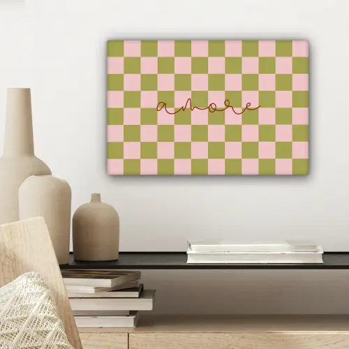 Patroon - Geblokt - Olijfgroen - Amore canvas 2cm klein -sfeer6