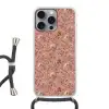 Botanisch - Bloemen - Roze Hoesje iPhone 16 Pro Max met koord klein 804 -3d