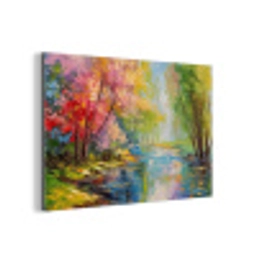 Olieverf - Landschap - Natuur - Kleurrijk aluminium wit klein -3d