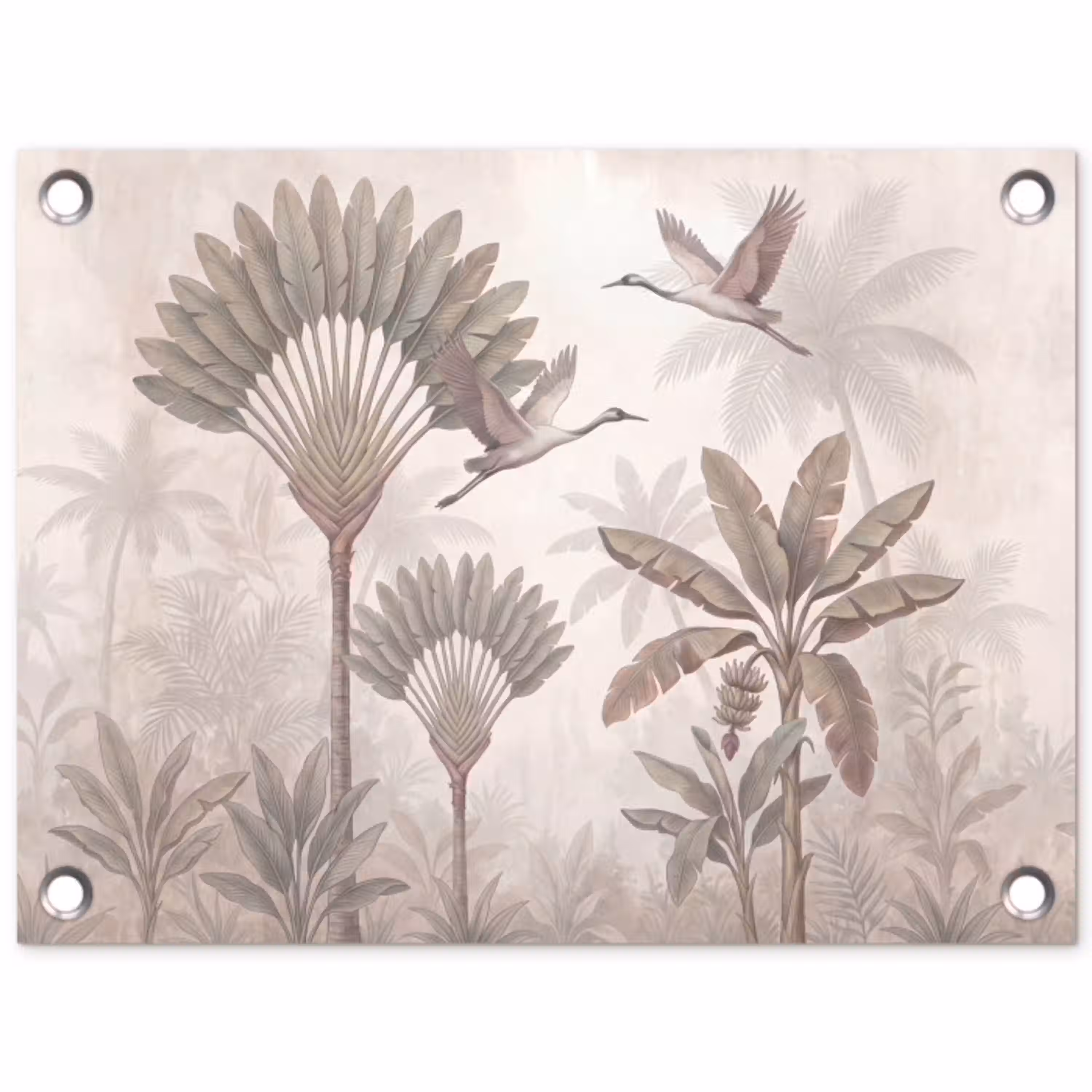 Vogel - Tropisch - Jungle - Natuur - Beige tuinposter los doek klein -3d