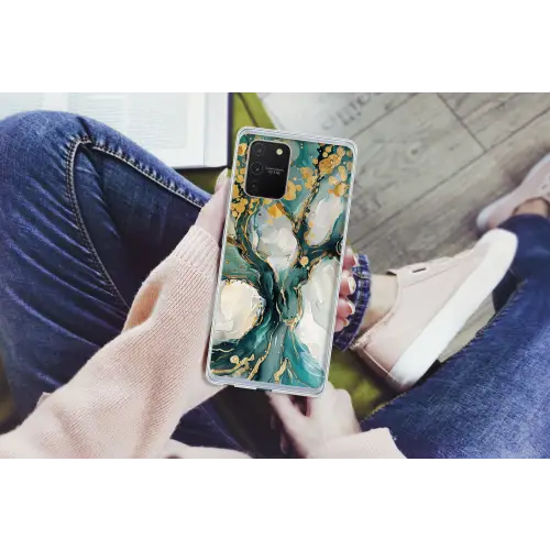 Boom - Modern - Verflook - Turquoise - Goud Telefoonhoesje Samsung Galaxy S10 Lite klein -handS10Lite
