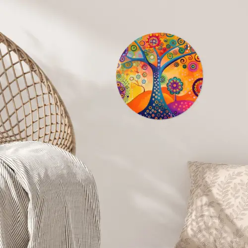 Boom - Levensboom - Abstract - Kleurrijk Wandcirkel behangsticker klein -sfeer4