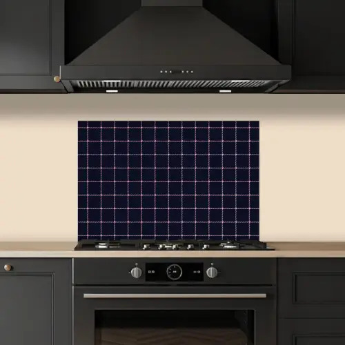 Plaid - Patroon - Blauw - Roze keuken achterwand spatscherm klein 900 -sfeer1