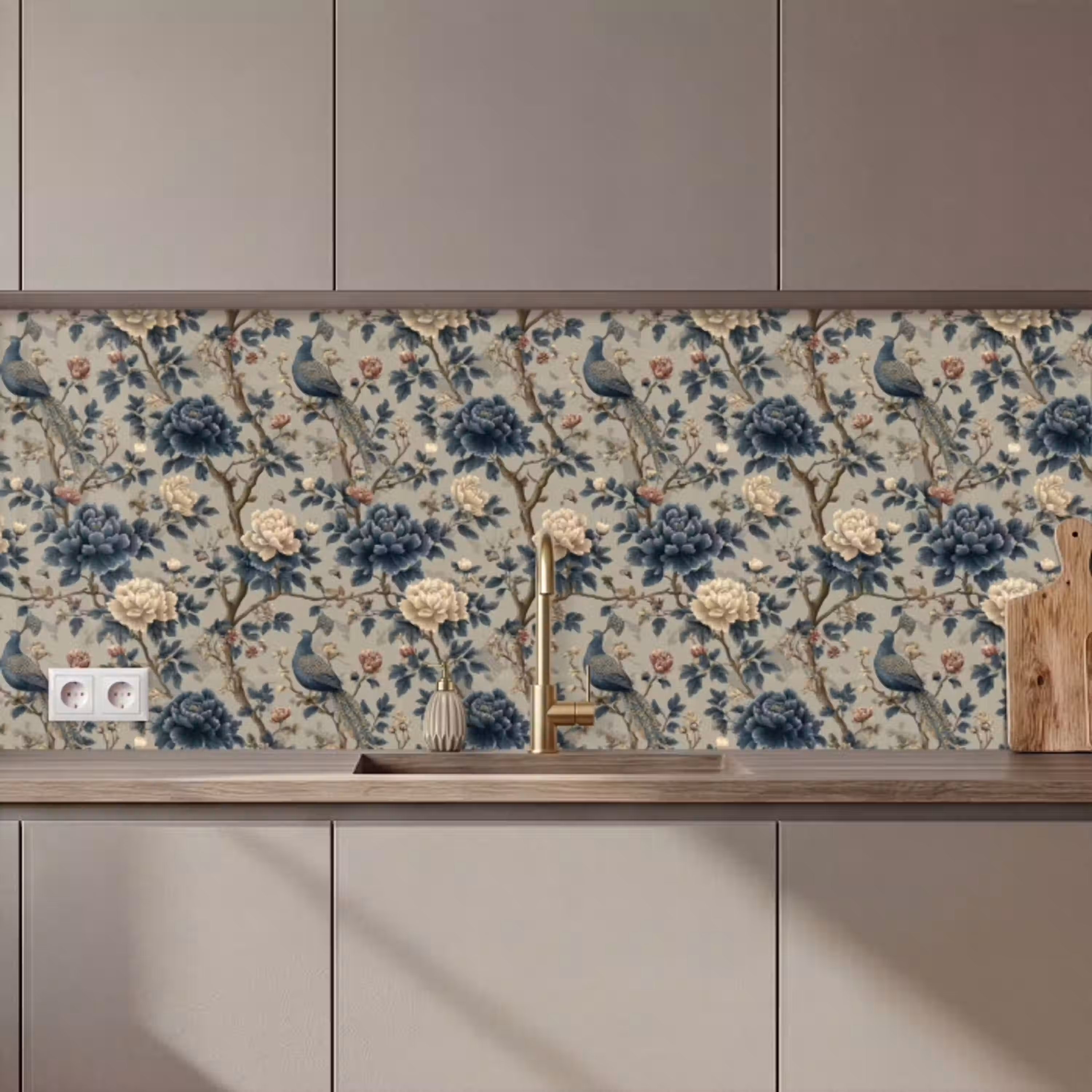 Pauw - Bloemen - Blauw keuken achterwand 2 middel 871 zz_3dshopping