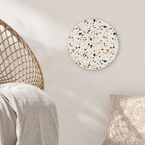 Terrazzo -  Patroon - Neutraal - Zacht - Multi Wandcirkel kunststof plaat 5mm dik klein 188 -sfeer5