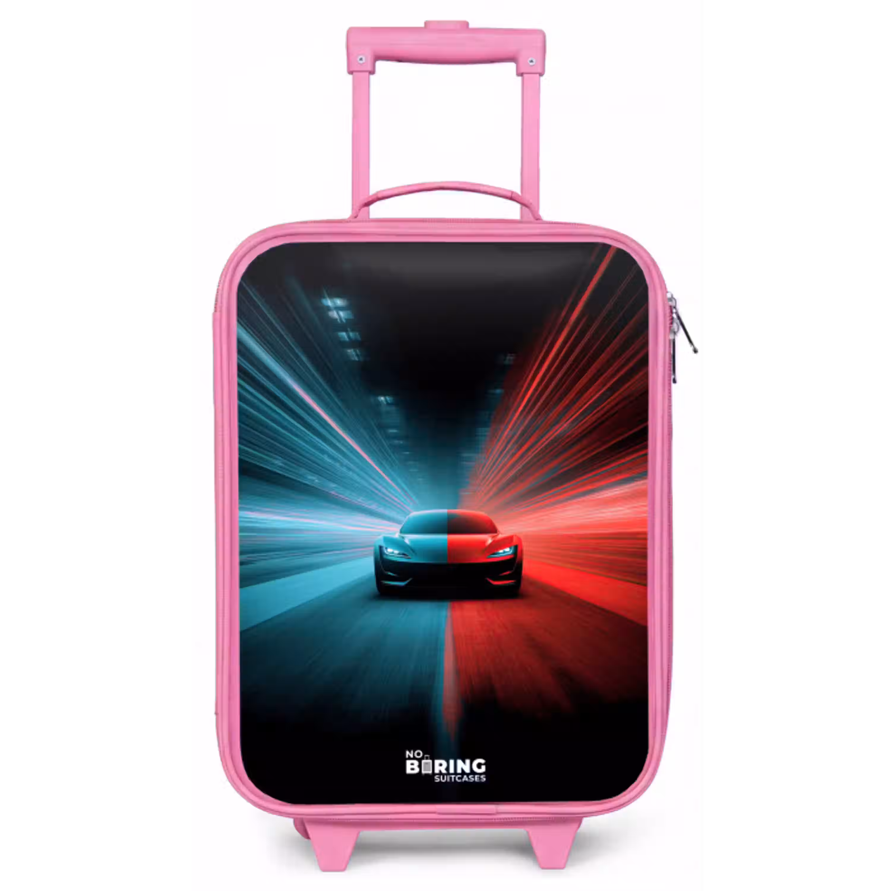 Sportwagen - Lichtstralen - Neon - Blauw Kinderkoffer - Roze klein -zz3dotto