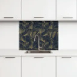 Abstract - Lijnen - Blauw - Goud keuken achterwand 2 middel 865 -3d
