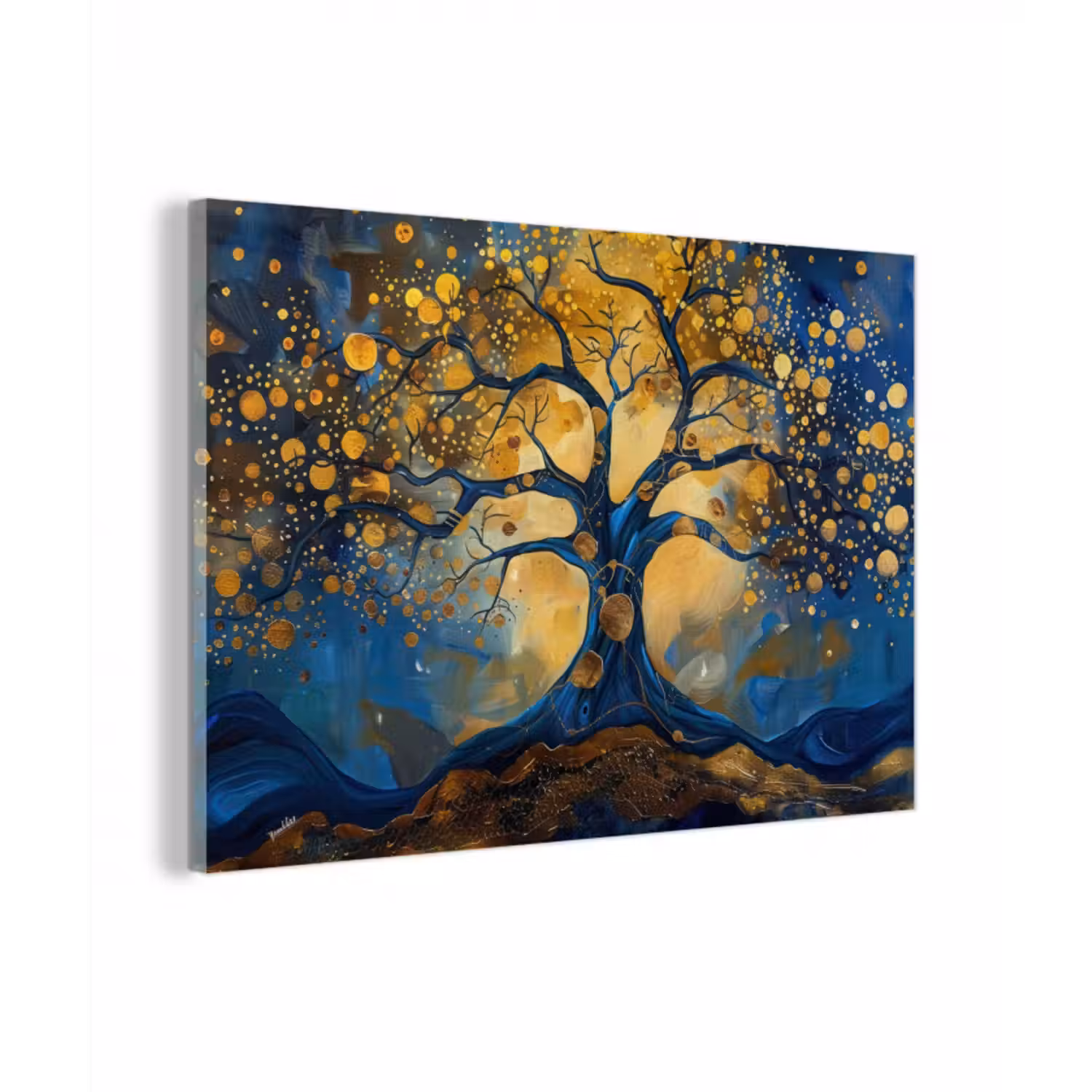 Glasbild - Baum - Baum des Lebens - Blau - Gold