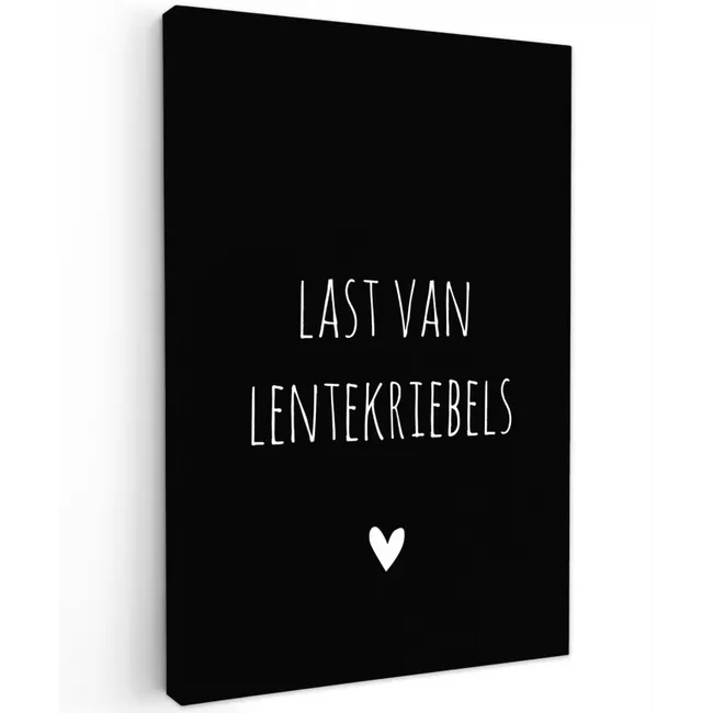 Last van lentekriebels - Quotes - Spreuken Tuinposter op houten frame 2 cm dik klein -3d