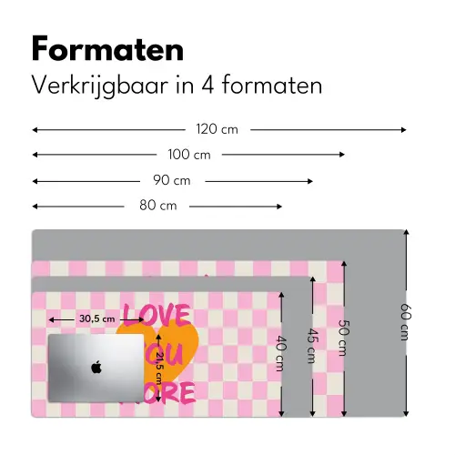 Valentijn - Love - Roze - Oranje Muismat XXL klein -sfeer5