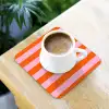 Strepen - Oranje - Verticaal - Ciao bella onderzetter kurk middel -sfeer5