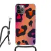 Panterprint - Roze - Paars - Oranje Hoesje iPhone 12 Pro met koord klein -3d