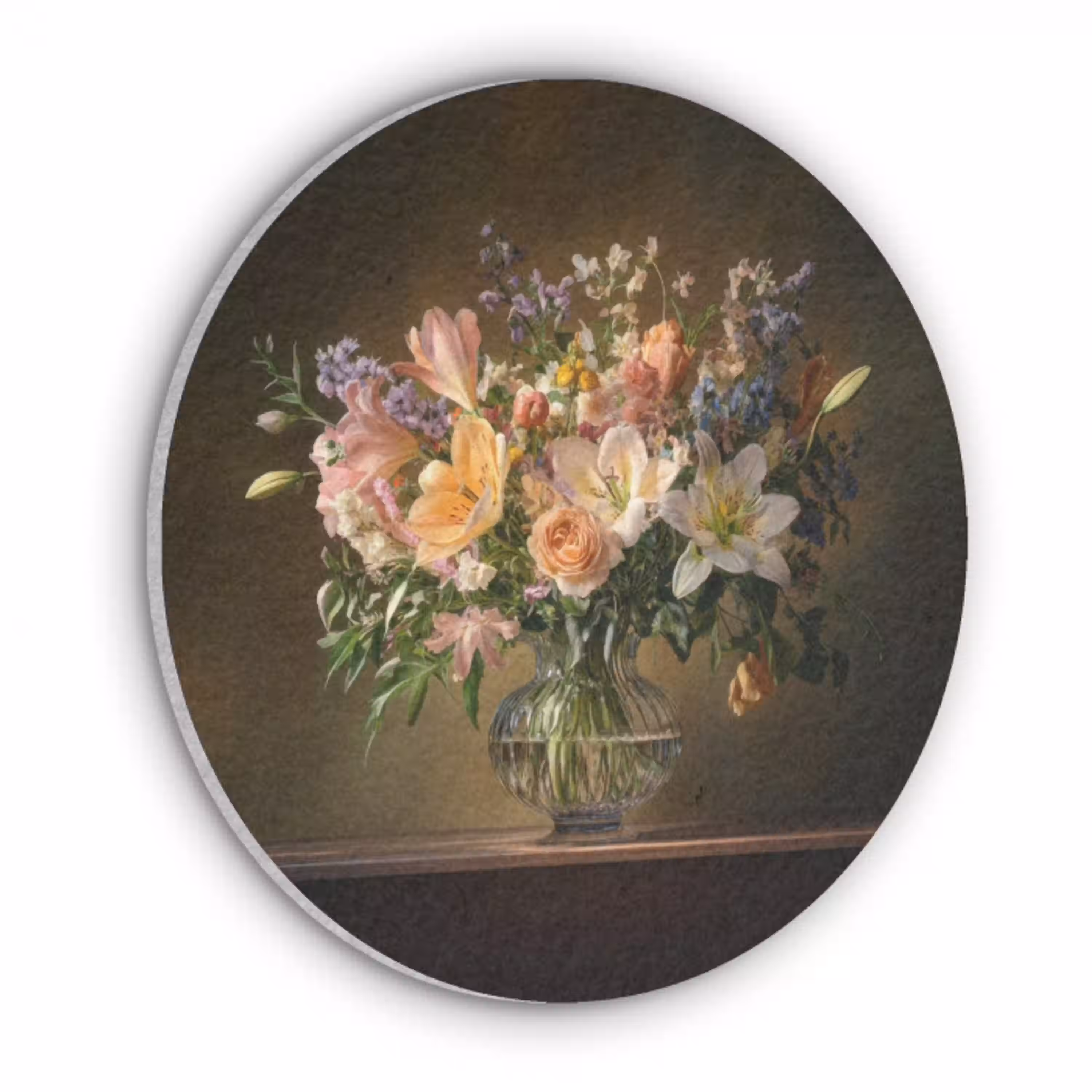 Glazen - Bloemen - Boeket - Kleuren Akoestische PET Vilt - Rond klein -3d