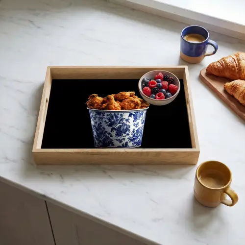 Kip - Bucket - Delfts blauw - Lekker Dienblad Rechthoek middel -sfeer2