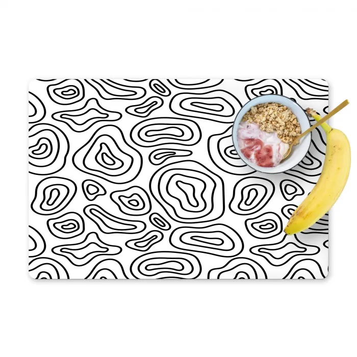 Lijnen - Zwart - Wit - Organisch Placemat vinyl groot 368 -zzzproduct_Kitchenyeah-website