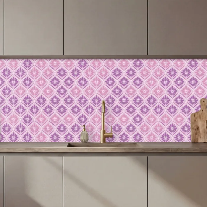 Bloemenruit - Patroon - Paars keuken achterwand 2 middel 871 zz_3dshopping