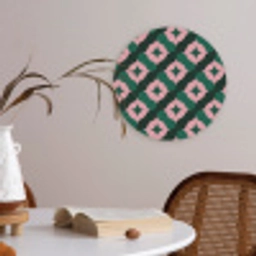 Groen - Roze - Retro - Sterren Akoestische PET Vilt - Rond klein 838 -sfeer3