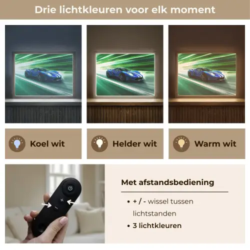 Race auto - Blauw - Groen Light Box met batterij (Wandlamp kind) middel -USP_lichtkleurNL