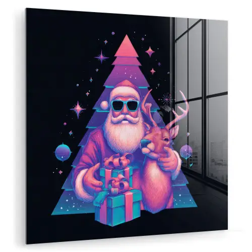 Retro - Kerstman - Rendieren - Kerstboom plexiglas 5mm klein -zzzproduct_nieuw