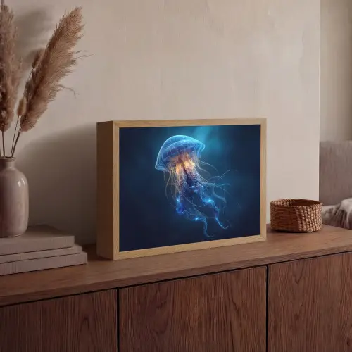 Kwal - Lichtgevend - Tentakels - Blauw Light Box met batterij (Wandlamp) middel -sfeer2