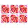 Grapefruit - Geschilderd - Roze - Strepen onderzetter kurk middel -3d