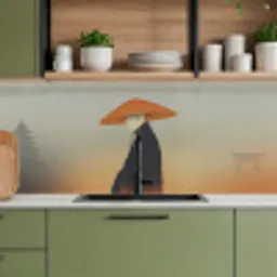 Minimalistisch - Silhouet - Oranje keuken achterwand 2 middel -sfeer3