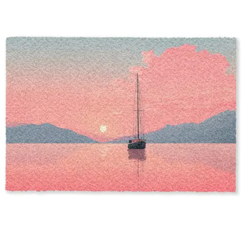 Zeilboot - Roze zee - Zonsondergang - Bergen Deurmat klein -zkaufland3d