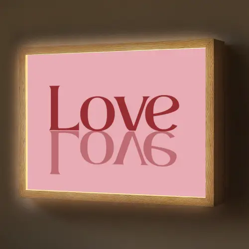 Love - Roze - Spiegeling Light Box met batterij (Wandlamp) middel -z3d_website