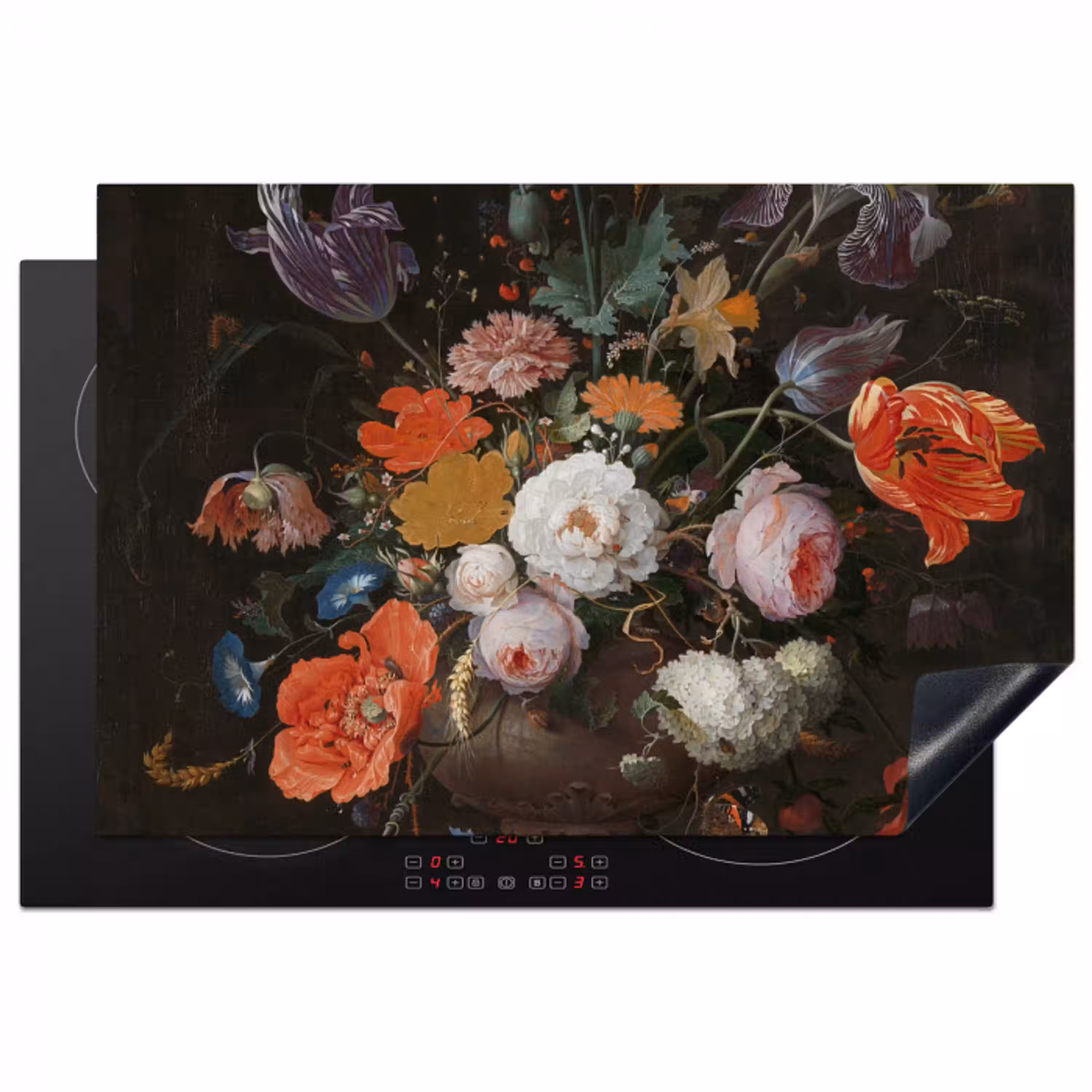 Stilleven met bloemen en een horloge - Schilderij van Abraham Mignon Inductie beschermer vinyl 3mm klein -3d