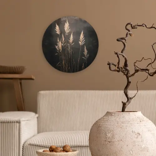 Siergras - Pluimen - Verlichting - Zwart Wandcirkel kunststof plaat 5mm dik klein -sfeer1