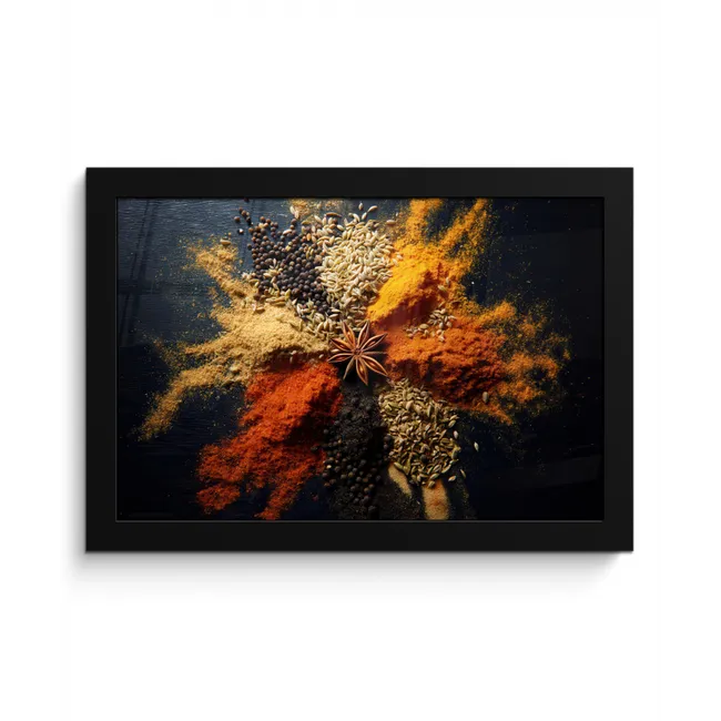 Specerijen - Explosie - Oranje fotolijst zwart zonder passe partout klein -3d