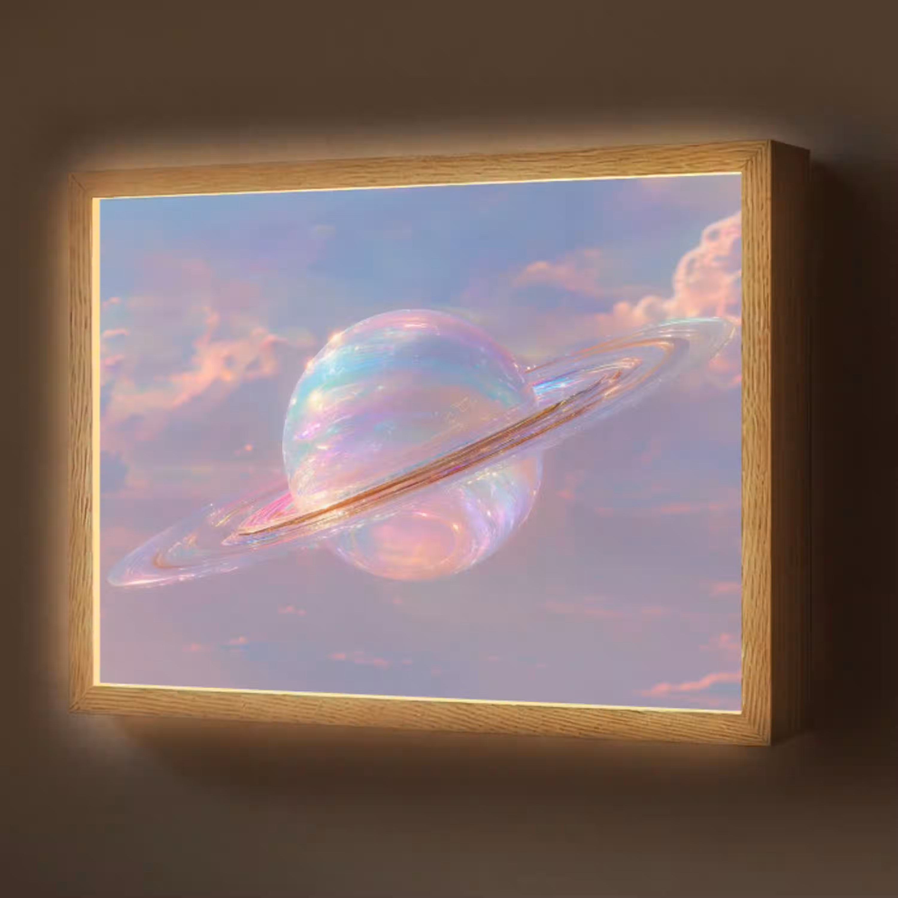 Planeet - Lucht - Wolken - Pasteltinten Light Box met batterij (Wandlamp) middel -z3d_website
