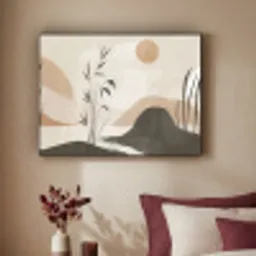 Japandi - Landschap - Beige Textielframe zwart klein -sfeer1