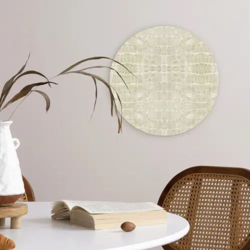 Krokodil - Leer - Zand - Beige Wandcirkel plexiglas klein 852 -sfeer4