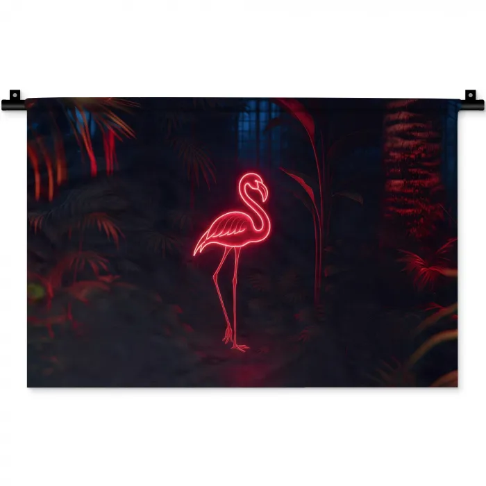 Flamingo - Roze - Neon - Licht Wandkleed katoen klein -zz3d