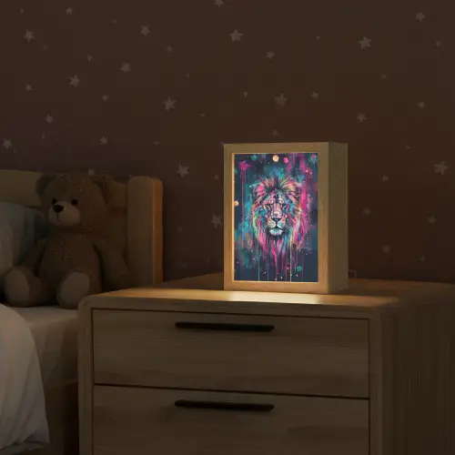 Leeuw - Verf - Kleurrijk - Zwart - Dieren Light Box met kabel klein -sfeer1_kind