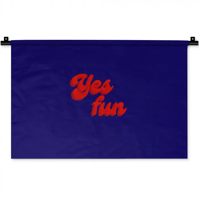 Blauw - Rood - Yes fun - 3D Wandkleed katoen klein -zz3d