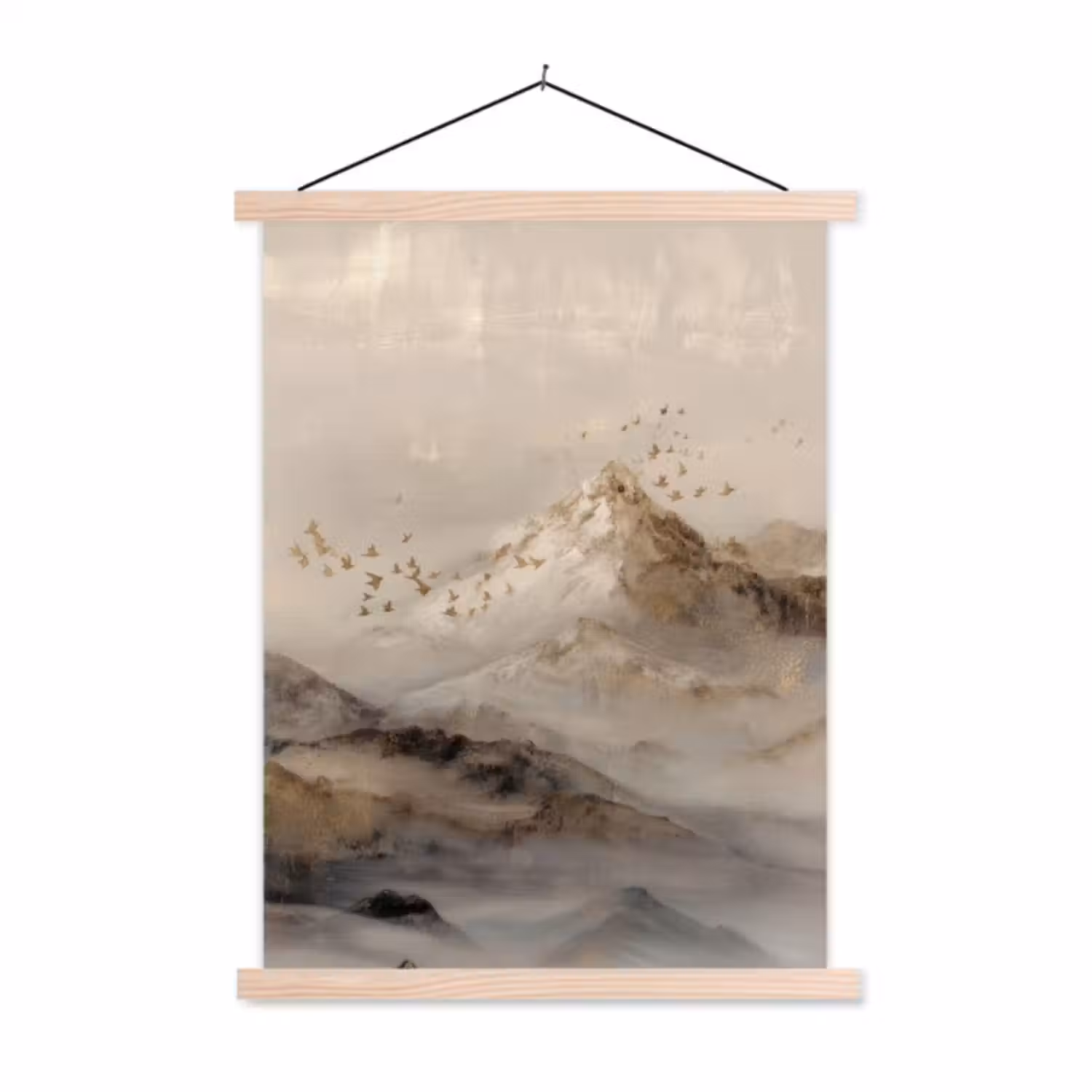 Schoolplaat - Berglandschap - Mist  - Penseelstreken