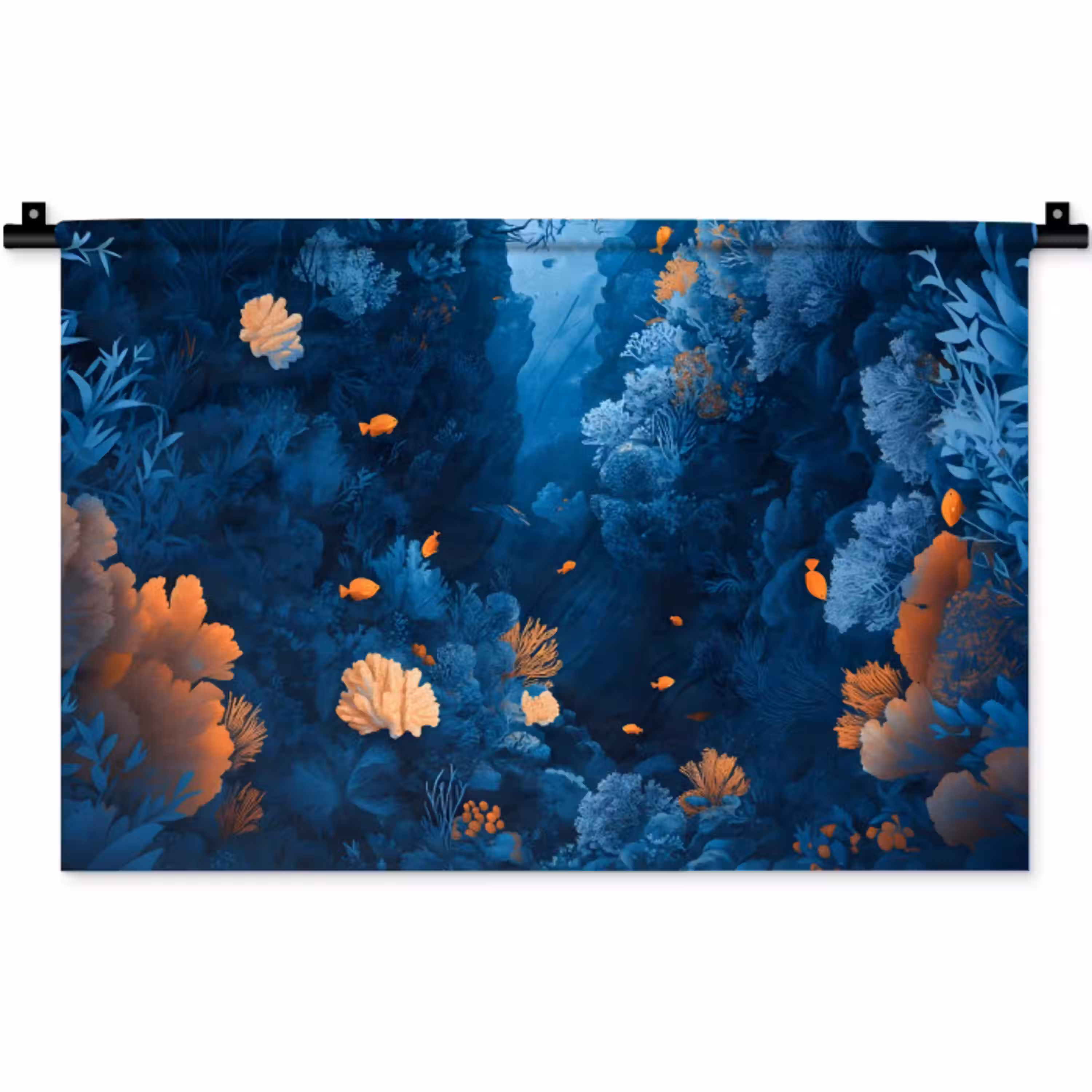 Koraalrif - Vissen - Oceaan - Blauw Wandkleed katoen klein -zz3d