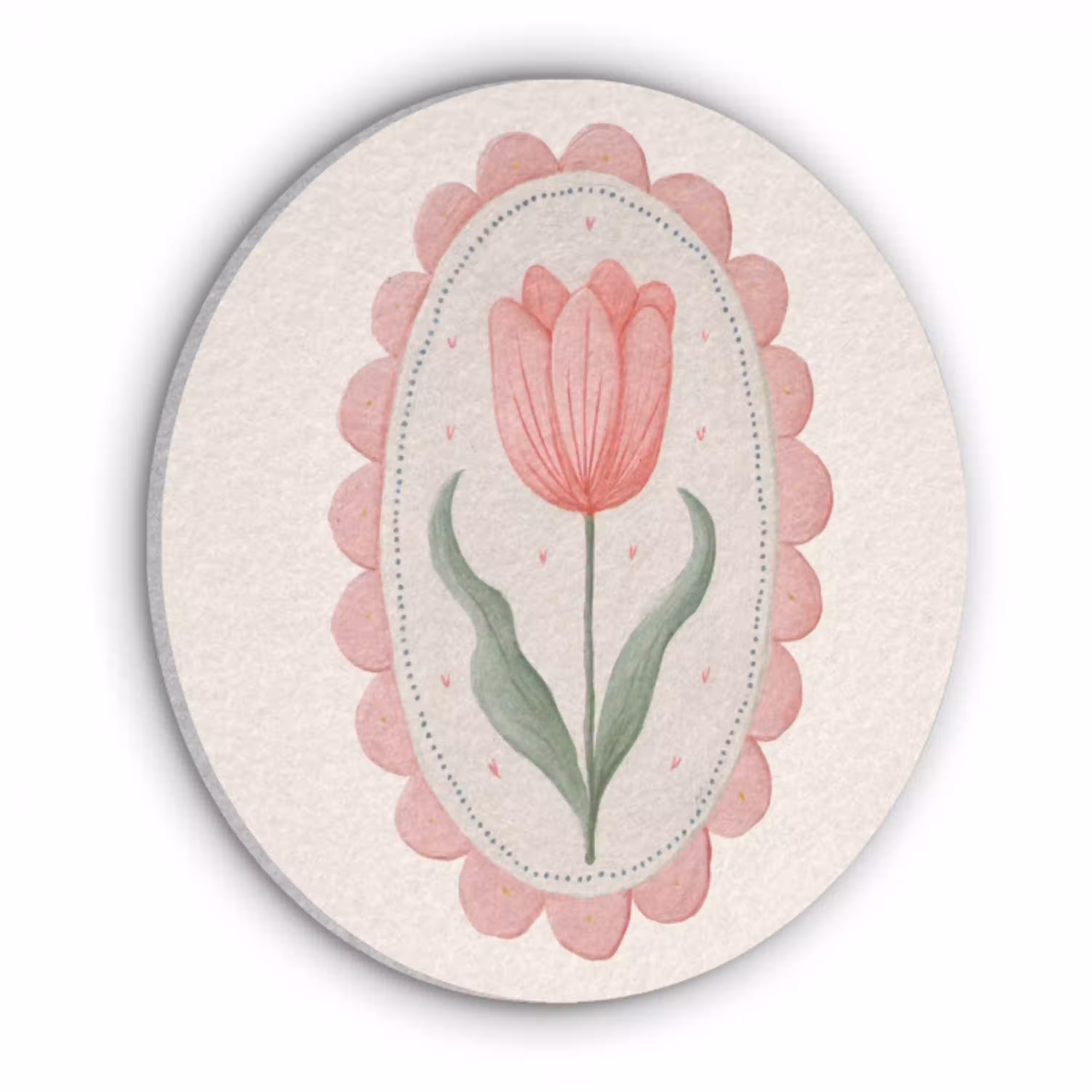 Tulp - Lijst - Ovaal - Illustratie Akoestische PET Vilt - Rond klein -3d
