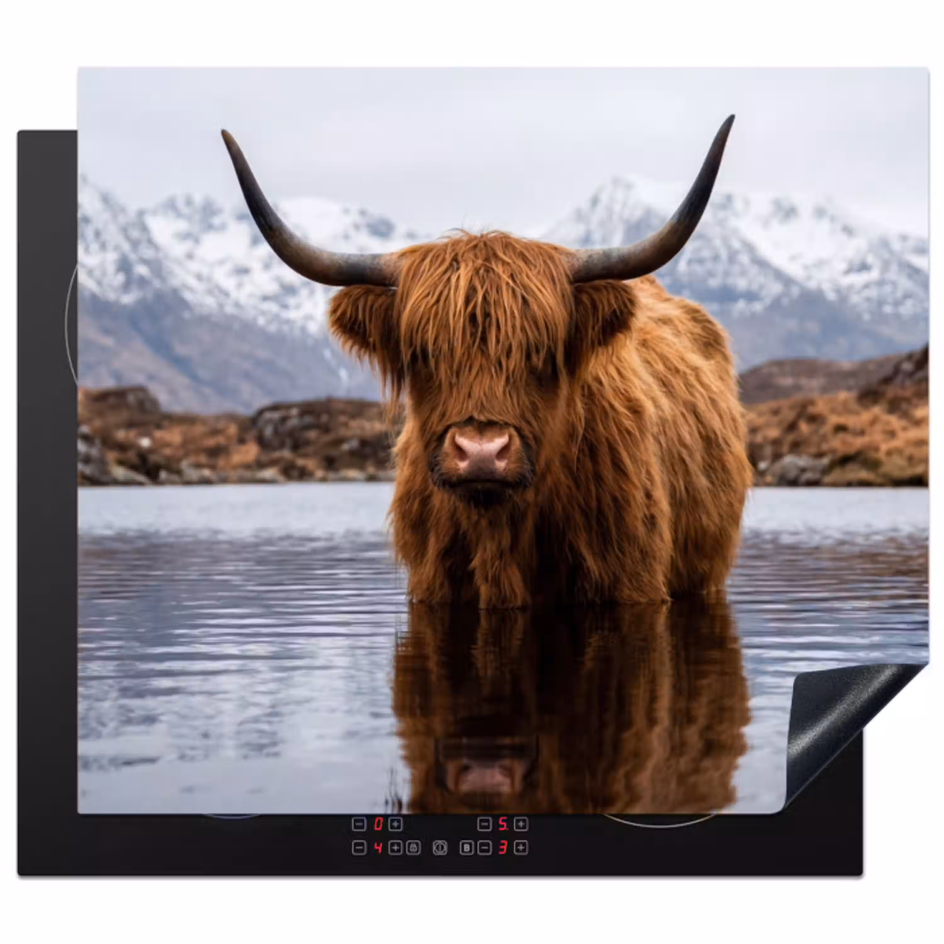 Schotse hooglander - Bruin - Water Inductie beschermer vinyl 3mm middel -3d