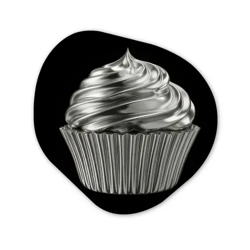 Cupcake - Luxueus - Zilver Wandcirkel Organisch Forex 3mm klein -3d