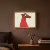 Silhouet - Hond - Trui - Rood Light Box met batterij (Wandlamp) middel -sfeer4