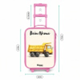 Kiepwagen - Getekend - Geel Kinderkoffer - Roze klein -productfoto_formaten