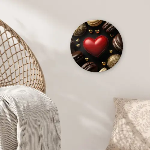 Macarons - Rood - Hart Wandcirkel kunststof plaat 5mm dik klein -sfeer5