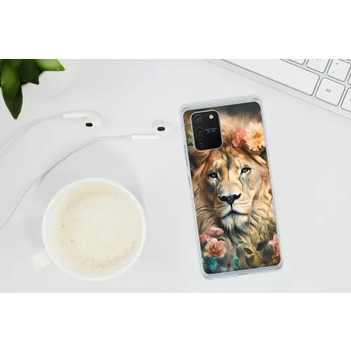 Leeuw - Leeuwenkop - Wilde dieren - Bloemen Telefoonhoesje Samsung Galaxy S10 Lite klein -oordopS10Lite