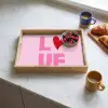Love - Roze - Hart - Valentijn Dienblad Rechthoek middel -sfeer2